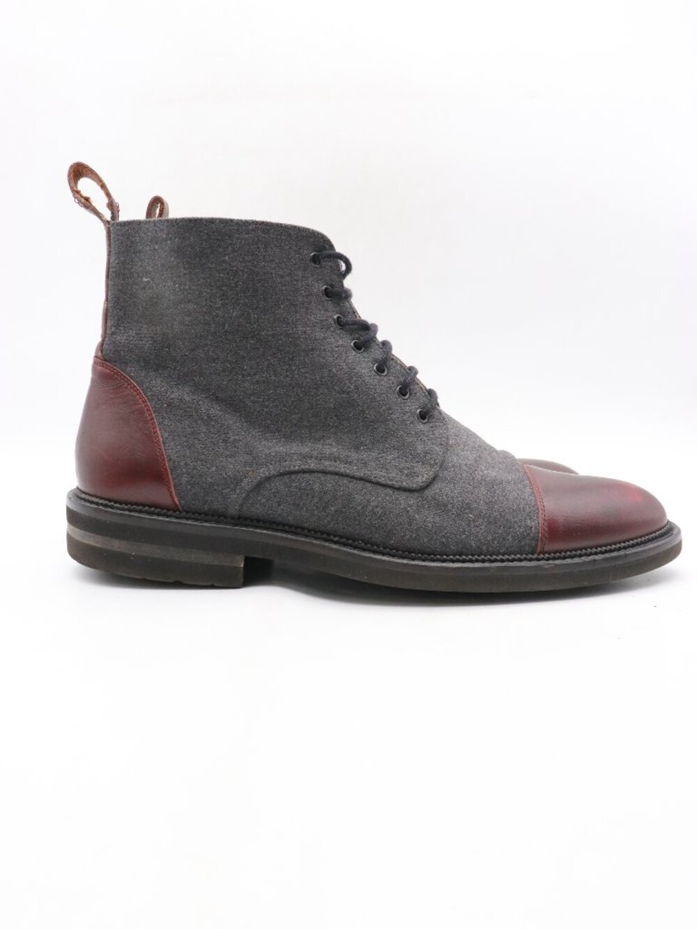 Taft The Jack Boots Men's EU 42 Grey Wool Burgundy Leather Lace Up Chukka Shoes